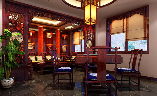 叶城古典中式风格茶楼包间设计装修效果图
